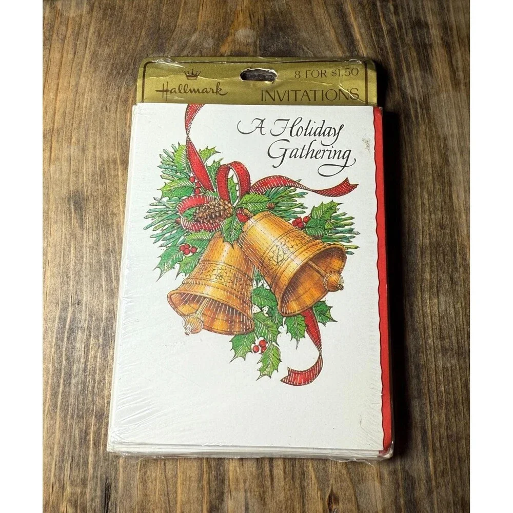 Vintage Hallmark Christmas Party Invitations A HOLIDAY GATHERING 8/pk